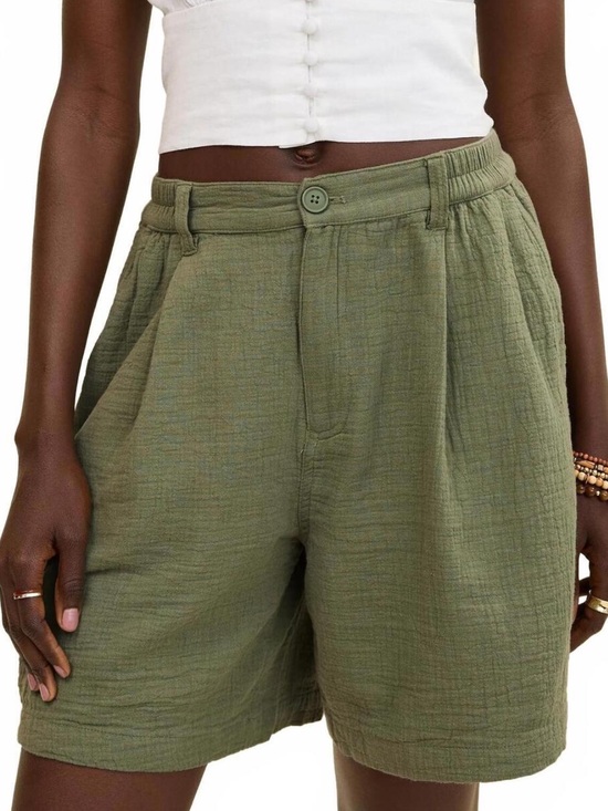 aerie Pants - Aerie Women XS Olive Green Cotton Gauze Pleated Daybreak Trouser Shorts NWT